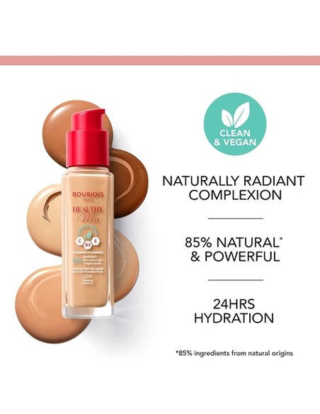 Bourjois Healthy Mix Radiant Foundation #55 Deep Beige 30 ml | Fondo Maquillaje Vegano Antiedad Kiwiku