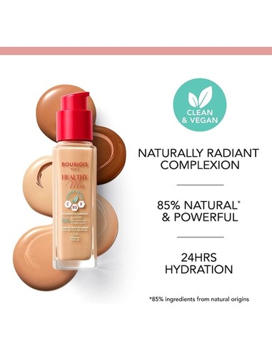Bourjois Healthy Mix Radiant Foundation #52 Vanilla 30 ml | Fondo Maquillaje Vegano Antiedad Kiwiku