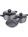 Bergner Set 5 Piezas Batería de Cocina Aluminio Forjado Inducción Orion Gris Mármol