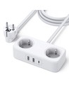 Ugreen Diginest Life 2-fold Socket Line Con Usb-a y Usb-c, Regleta 5 en 1, Cable 1.8 M