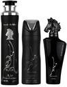 Lattafa Maahir Black Edition Gift Set 100ml Eau de Parfum + Spray Perfumado 200ml + Ambientador 300ml Hombre Elegante