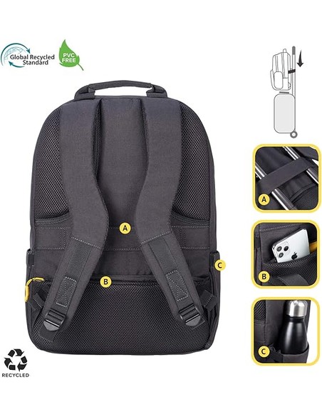 TUCANO Mochila Bizip 17" Ecológica Negra Amarillo | Kiwiku