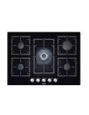 Placa de gas siemens ep716qb91e encastre 70cm, 5 quemafdores, wok, cristal negro