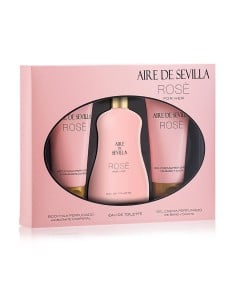 Aire de Sevilla Aire Sevilla Rose para Mujer Perfume Eau de Toilette 150ml + Crema Hidratante 150ml + Gel de Ducha 150ml