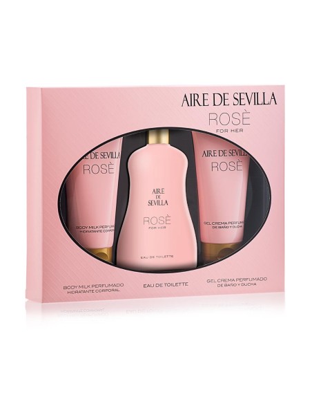 Aire de Sevilla Aire Sevilla Rose para Mujer Perfume Eau de Toilette 150ml + Crema Hidratante 150ml + Gel de Ducha 150ml