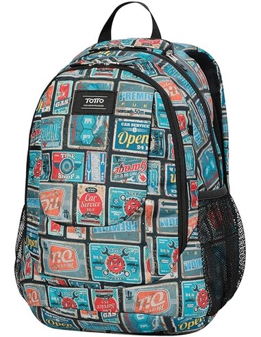TOTTO Mochila Juvenil Sellos Viajes 20 l - Mochila Escolar ESO Bachillerato