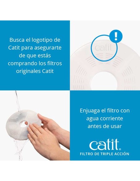 CATIT Filtro Doble Acción Fuente Acero Inoxidable - Pack 2 Unidades | Kiwiku