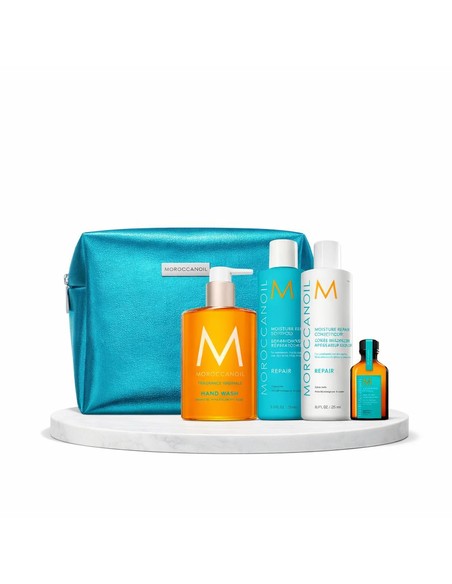 Moroccanoil Neceser Navidad Repair Set Edición Limitada (250 + 250 + 25 + 360 Ml) Cuidado Capilar Con Aceite de Argán