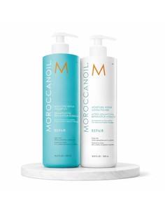 Moroccanoil Duo Moisture Repair Set Champú y Acondicionador Reparador Hidratante 2×1000 Ml sin Parabenos para Cabello Seco y Dañ