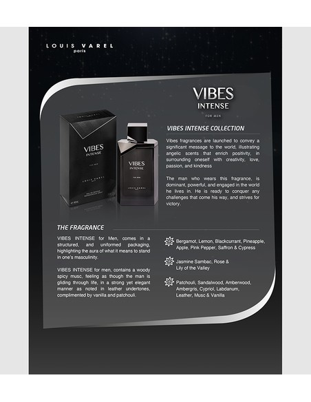 LOUIS VAREL Vibes Intense - Eau de Toilette 100 ml Hombre | Kiwiku