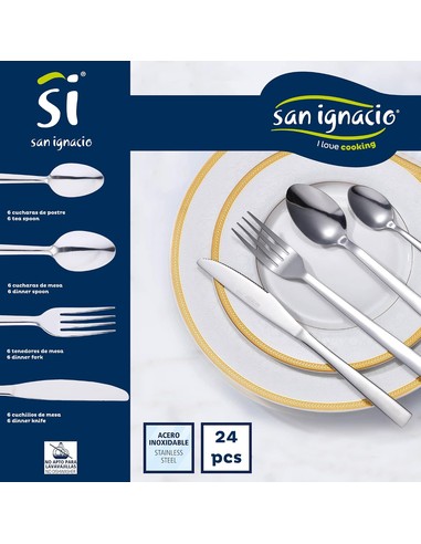 San Ignacio Set 24 Piezas Cubertería Delta Acero Inoxidable - Kiwiku