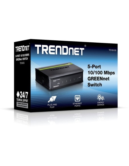 Conmutador Ethernet TRENDnet TE100-S5 5 - 5 x Network (RJ-45) Ports - 10/100Base-TX TE100-S5 kiwiku.com