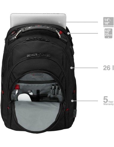 Wenger Ibex Deluxe Mochila Portátil 14-16" 26L Negra - Kiwiku
