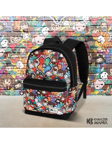 Mochila Harry Potter Chibi Accio Multicolor con USB - 31x44x14 cm