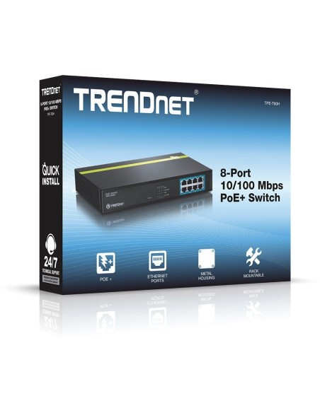 TrendNET 8-port 30W 10/100Mbps PoE+ Switch, TPE-T80 TPE-T80 kiwiku.com