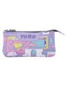 Totto Estuche Escolar Suave Poliéster - Estuche Escolar Compacto - Azul Rosa Violeta Blanco Amarillo - Colección Ecole