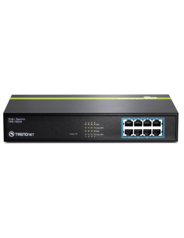 Conmutador Ethernet TRENDnet TPE-T80H 8 - 8 x PoE+ Ports - 10/100Base-TX TPE-T80H kiwiku.com