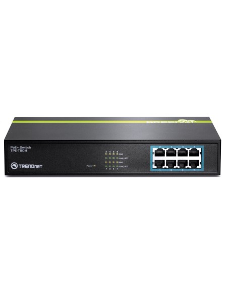 Conmutador Ethernet TRENDnet TPE-T80H 8 - 8 x PoE+ Ports - 10/100Base-TX TPE-T80H kiwiku.com