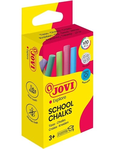 JOVI Tizas de Colores Estuche 10 Unidades - Juguete Escolar y Artístico