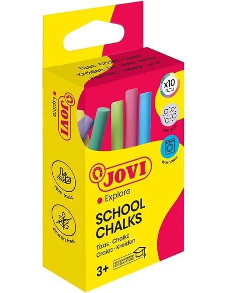 JOVI Tizas de Colores Estuche 10 Unidades - Juguete Escolar y Artístico