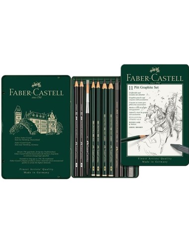 Faber Castell Set Pitt Grafito Estuche Metal 11 ud | Lápices Dibujo