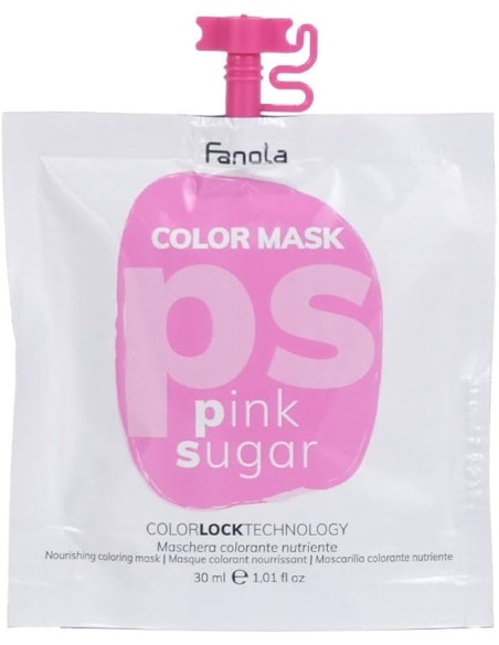 FANOLA Color Mask Pink Sugar 30 ml - Mascarilla Capilar Tonificante Rosa Azucarada para Cabello Rizado