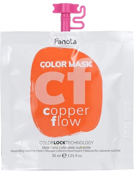 FANOLA Color Mask Copper Flow 30 ml - Mascarilla Tono Cobre para Cabello Rizado y Ondulado
