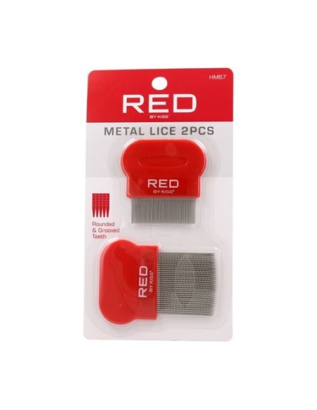 RED KISS Metal Lice Comb 2 Piezas Peineta de Aluminio Antipediculosis