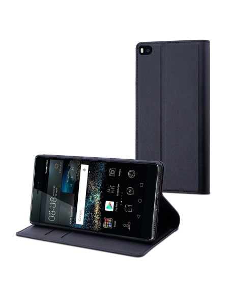 funda wallet folio negra función soporte huawei p8 muvit MUSNS0189 kiwiku.com