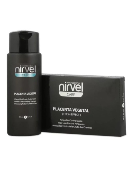NIRVEL PROFESSIONAL Care Pack Placenta Champú 250 ml con 10 Ampollas de 10 ml para Cabello Dañado
