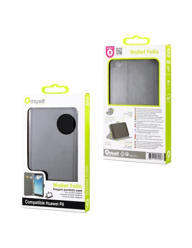 funda wallet folio negra función soporte huawei p8 muvit MUSNS0189 kiwiku.com
