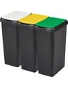 Tontarelli Set 3 Papeleras Touch&lift 135 Litros - Cubos de Basura Con Tapa