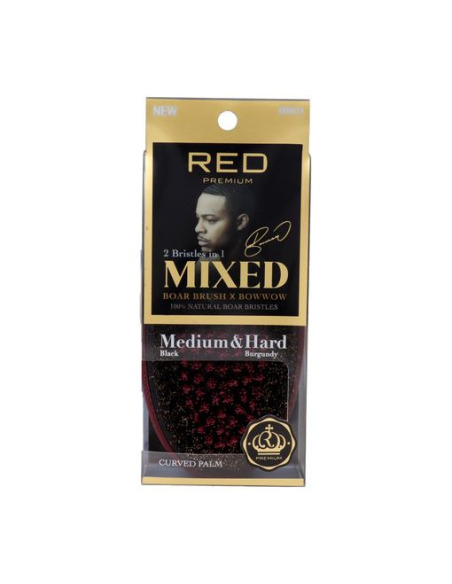 RED KISS RPM Medium Hard Mixed Palm Boar Brush Cepillo para Hombres con Cerdas Mixtas de Jabalí y Palma