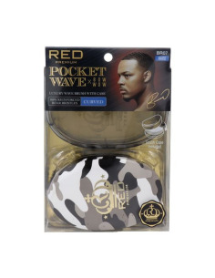 RED KISS RPM Designed Pocket Boar Brush Black Camo Cepillo de Cerdas de Jabalí Portátil con Estuche