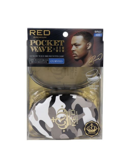 RED KISS RPM Designed Pocket Boar Brush Black Camo Cepillo de Cerdas de Jabalí Portátil con Estuche
