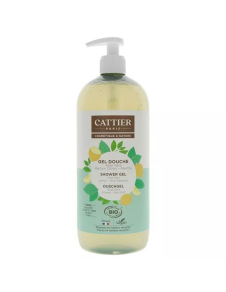 CATTIER Gel Ducha Limón-Menta 1L - Gel de Ducha Natural Refrescante para Piel Sensible