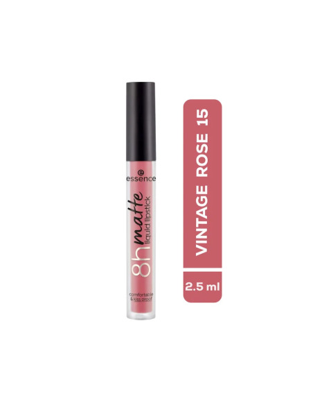 ESSENCE 8H Matte Liquid Lipstick No. 15 Pink Long-Lasting Matte Vegan Waterproof Oil-Free Preservative-Free 2.5 ml