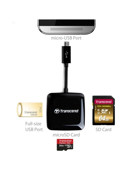 Transcend MXTSRDP9K - Lector Smart OTG de tarjetas (USB/micro SD/SD) TS-RDP9K kiwiku.com