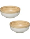 Wellhome 2x Ensaladera de Bambú Color Blanco 20cm + 30cm - Juego de Cuencos Decorativos