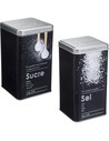 Wellhome 2x Botes de Almacenamiento Color Negro - Bote para Azúcar + Bote para Sal - Hierro