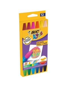 BIC Ceras Blands Oil Pastel Colores Vivos Hexagonales 12 Unidades para Niños