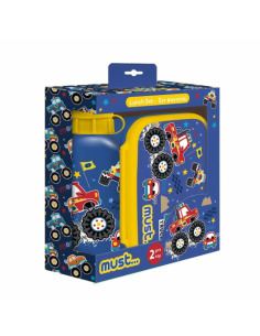 Must Set Sandwichera 800 Ml y Cantimplora Aluminio 500 Ml Truck - Juego de Fiambrera y Botella Infantil
