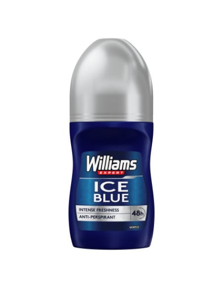 Williams Deo Roll-on Ice-blue 50 Ml Desodorante Antitranspirante para Hombres Con Aroma Fresco Cítrico y Mentolado