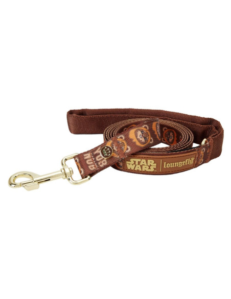 Loungefly Correa para Perros Ewok - Accesorio Oficial Star Wars para Mascotas, Diseño Ajustable en Tela, Color Blanco y Marrón,