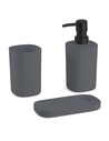 Msv Lote de Accesorios Lona Gris Oscuro - Accesorios Baño - Polipropileno