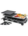 Rommelsbacher Raclette Grill Rcs - Parrilla Raclette Con 2 Placas Reversibles, Plancha de Piedra y 8 Sartenes - Negro/acero