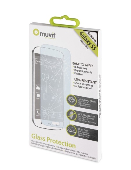 protector de pantalla ultra-fino vidrio templado (anti-shock) samsung galaxy s5 muvit MUSCP0478 kiwiku.com