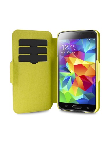funda booklet wallet eco-leather bicolor negra verde samsung galaxy s5 puro PUFM300 kiwiku.com