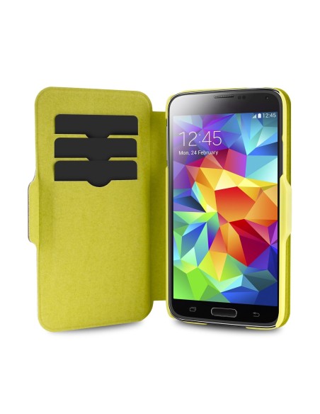 funda booklet wallet eco-leather bicolor negra verde samsung galaxy s5 puro PUFM300 kiwiku.com
