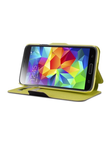 funda booklet wallet eco-leather bicolor negra verde samsung galaxy s5 puro PUFM300 kiwiku.com